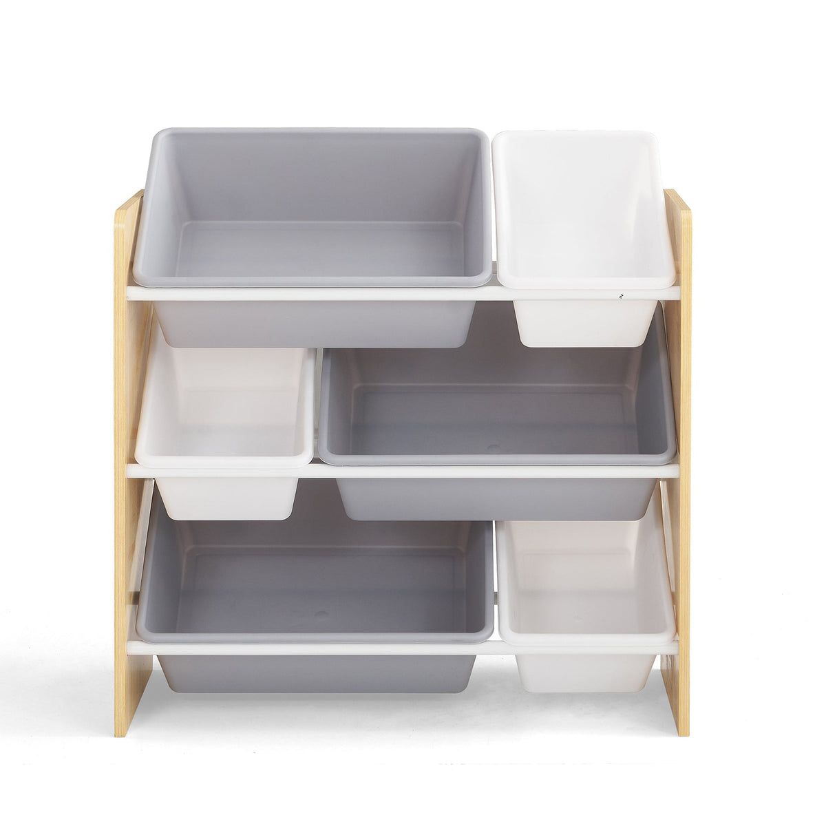 Kids Toy Storage Shelf with 3 Shelves & 6 Storage Boxes - Natural