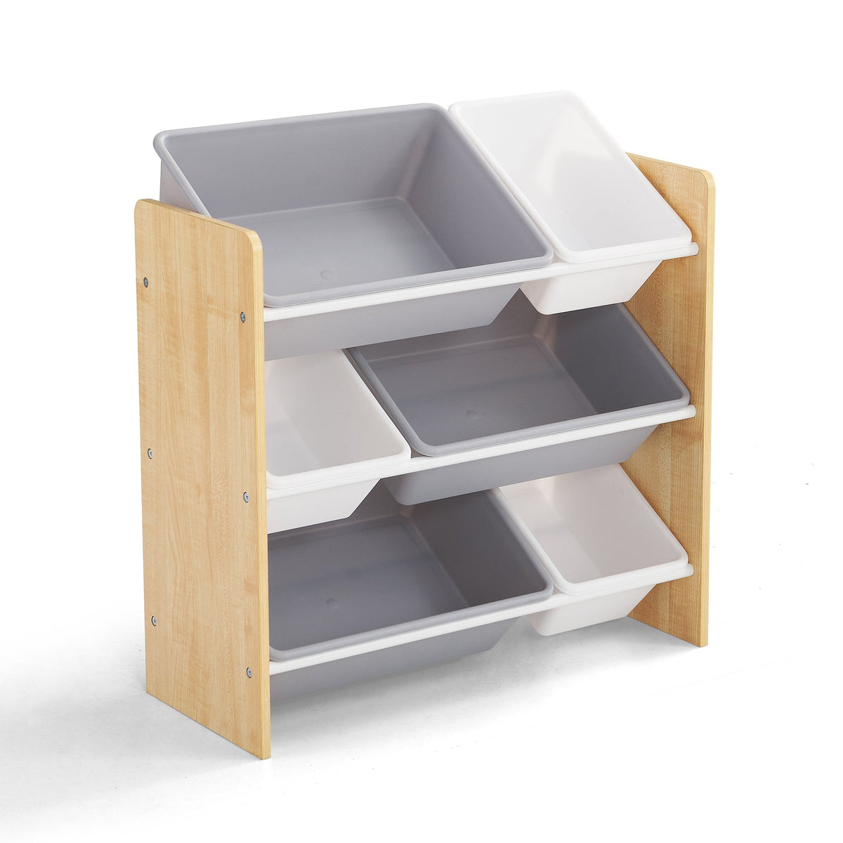 Kids Toy Storage Shelf with 3 Shelves & 6 Storage Boxes - Natural