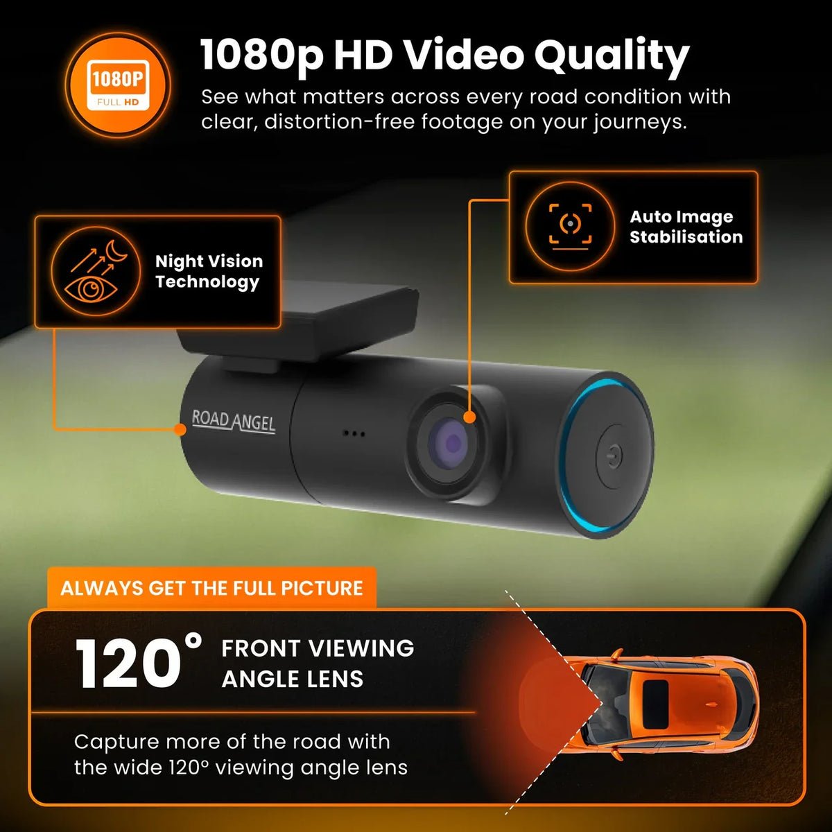 Road Angel Halo Spark Deluxe 1080p Dash Cam with 64GB Sd Card & Hardwire Kit – view 7