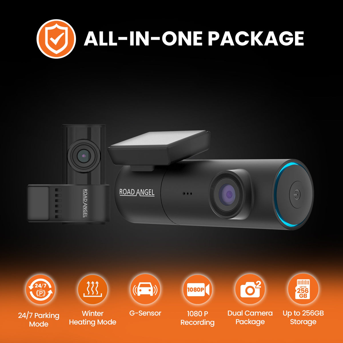 Road Angel Halo Spark Dual Deluxe 1080p Front & Rear Dash Cam with 64GB Sd Card & Hardwire Kit – view 6