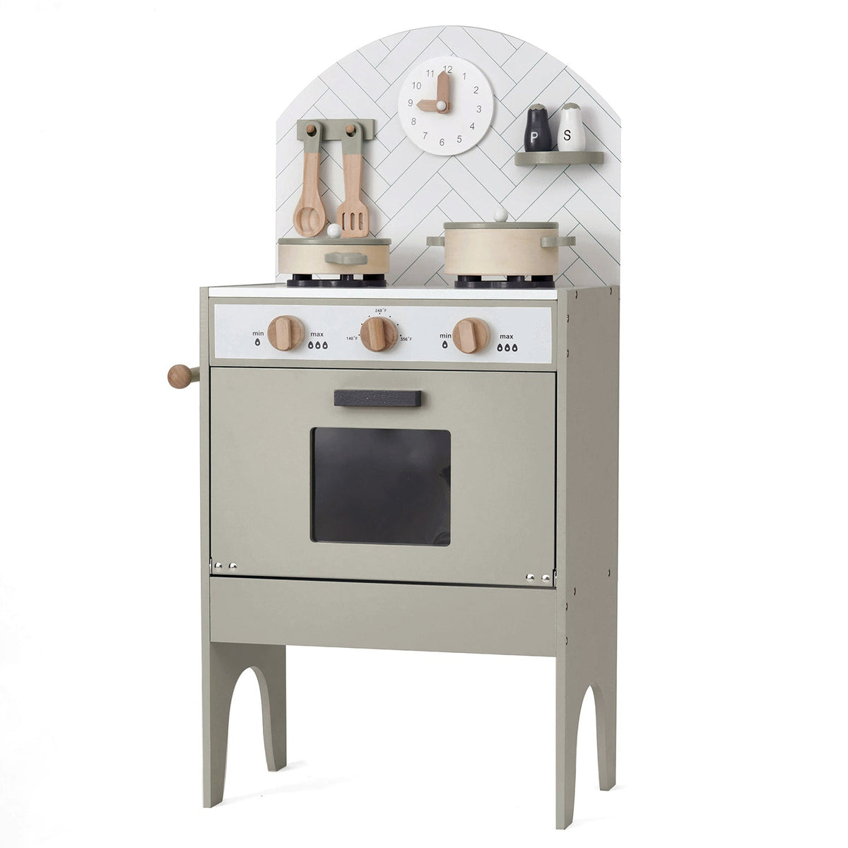 Classic Wooden Toy Kitchen with 6 Utensils - Grey – view 5