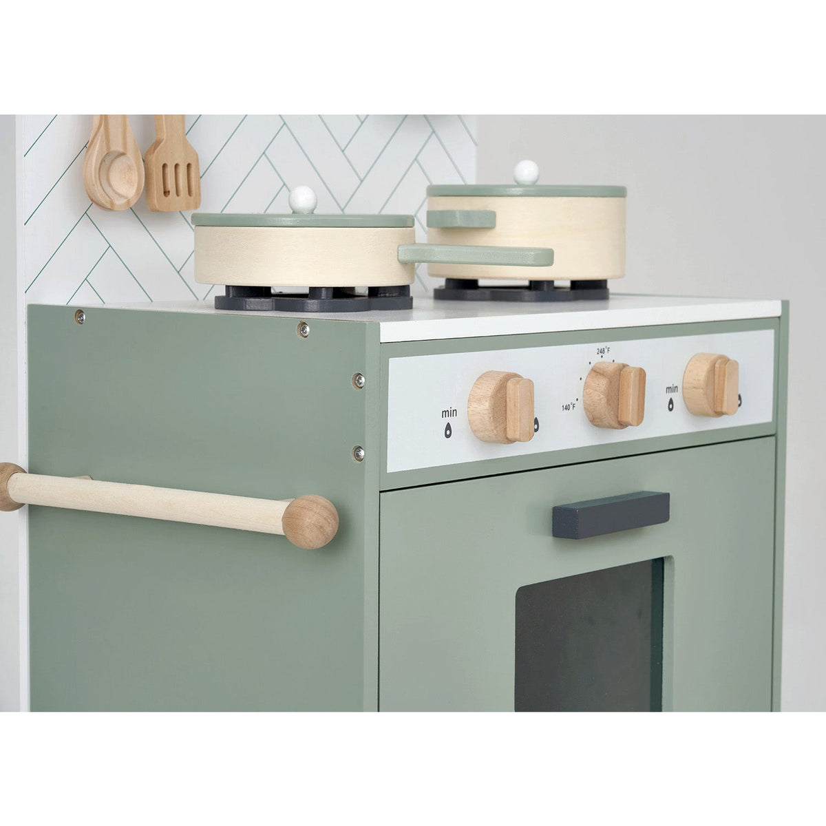 Classic Wooden Toy Kitchen with 6 Utensils - Mint – view 7
