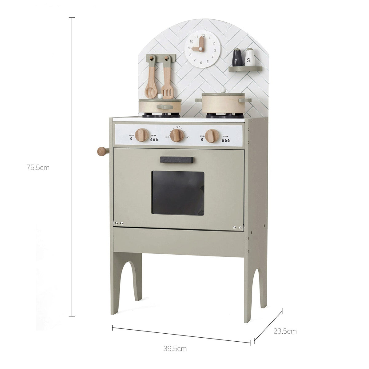 Classic Wooden Toy Kitchen with 6 Utensils - Grey – view 4