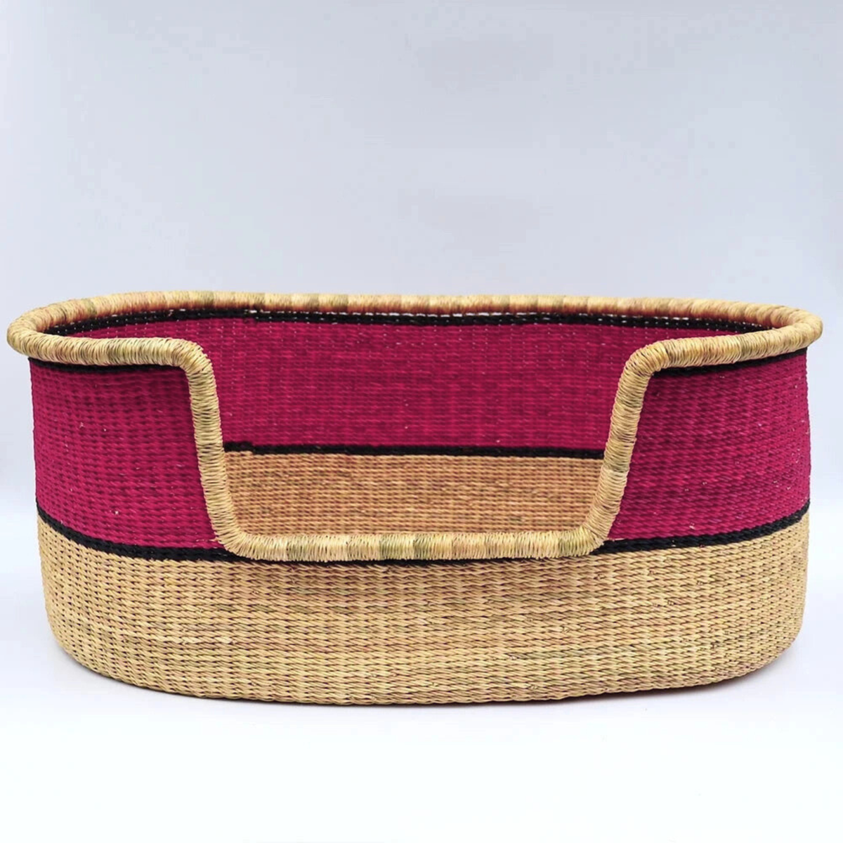 Pink, Natural Brown Woven Dog Pet Basket – view 2