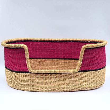 Pink, Natural Brown Woven Dog Pet Basket – view 2