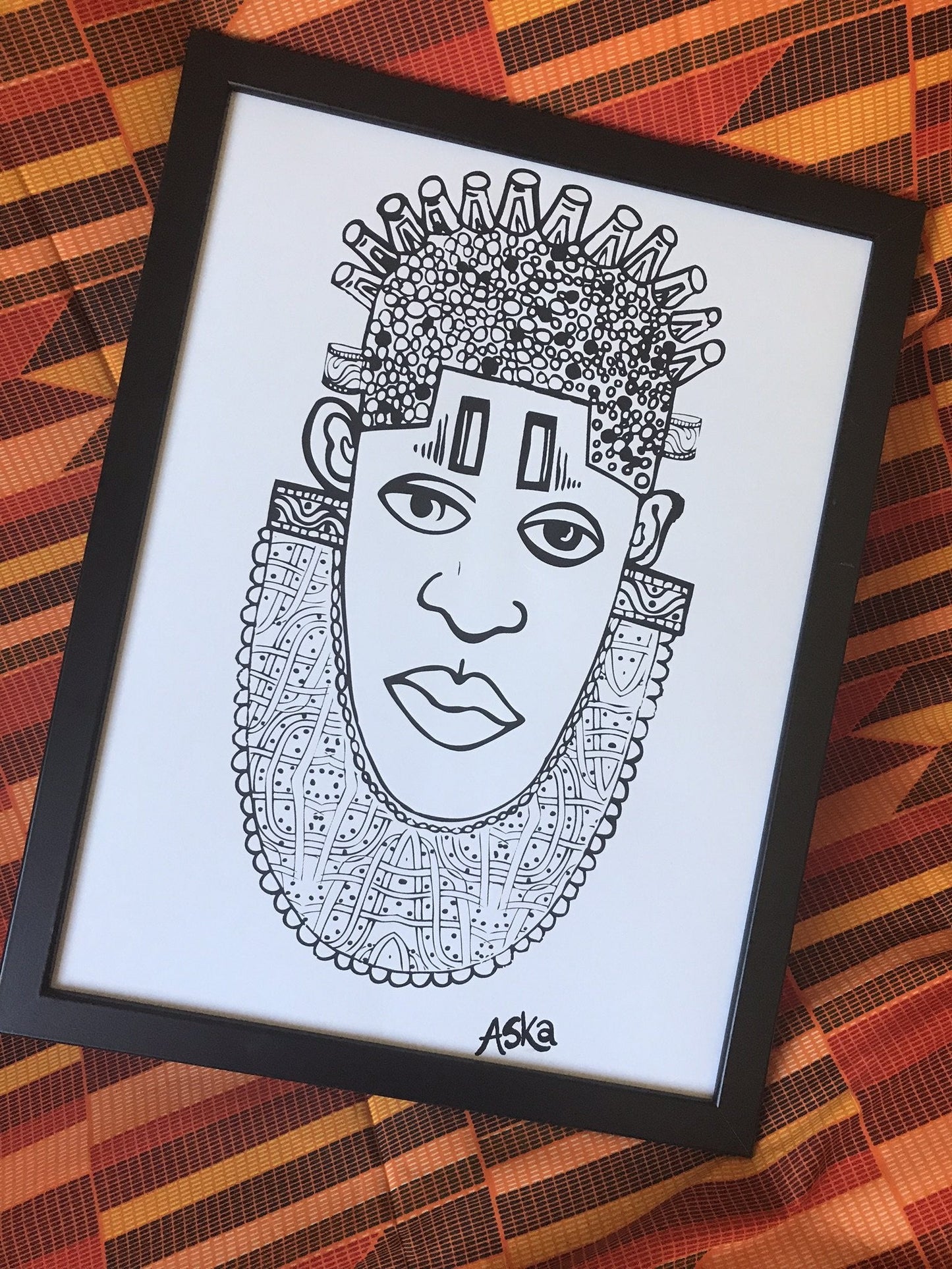 IDIA Ancient African Inspired A3 Giclée Art Print in White