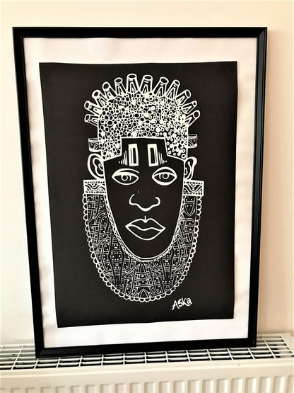 IDIA Ancient African Inspired A2 Giclée Art Print in Black