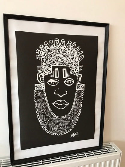 IDIA Ancient African Inspired A2 Giclée Art Print in Black