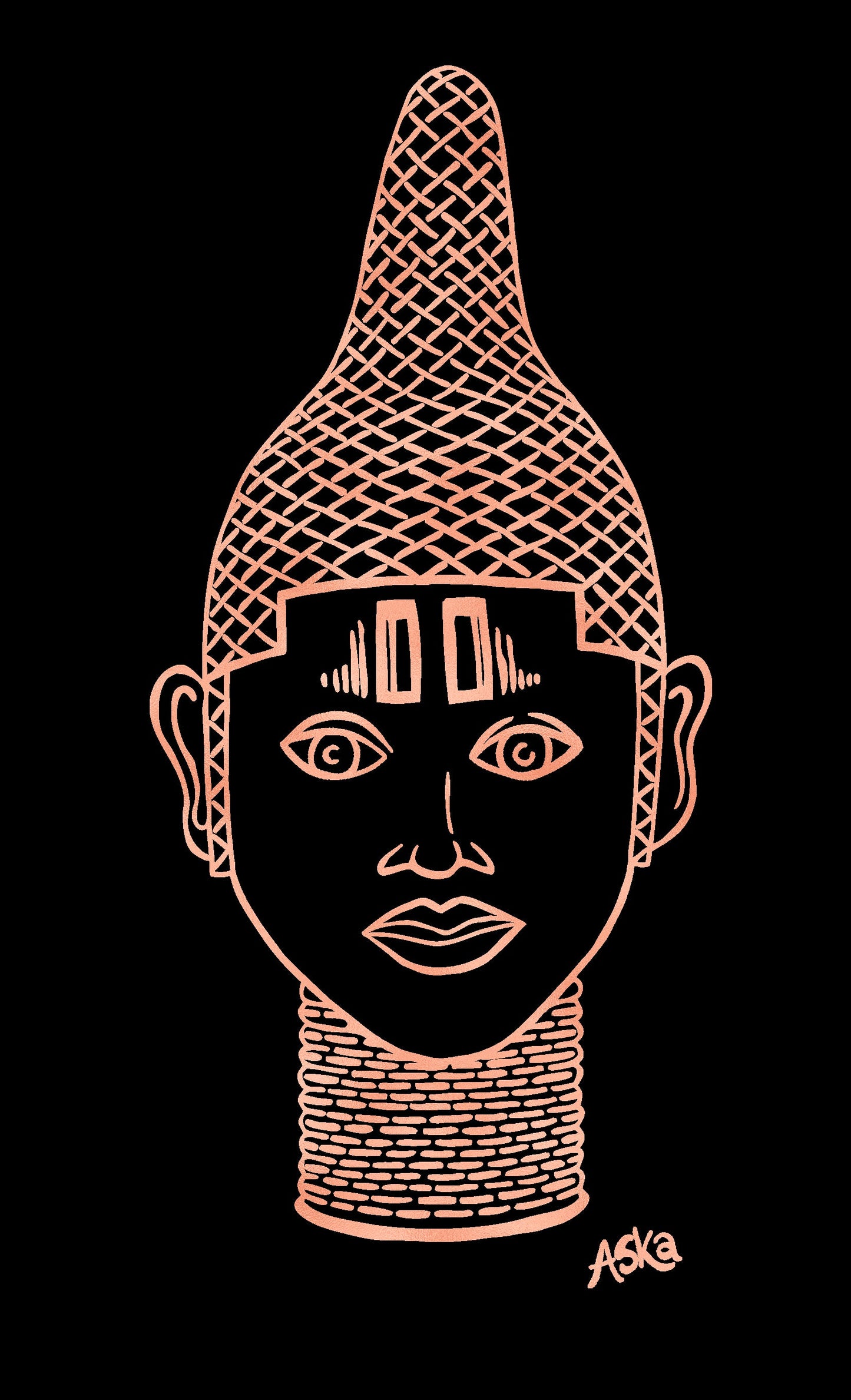 IYOBA ART EARTH POSITIVE-ROSEGOLD ON BLACK
