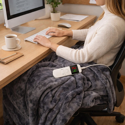 Grey Heated Electric Fleece Throw Blanket - 10 Heat Settings, 160cm – view 10
