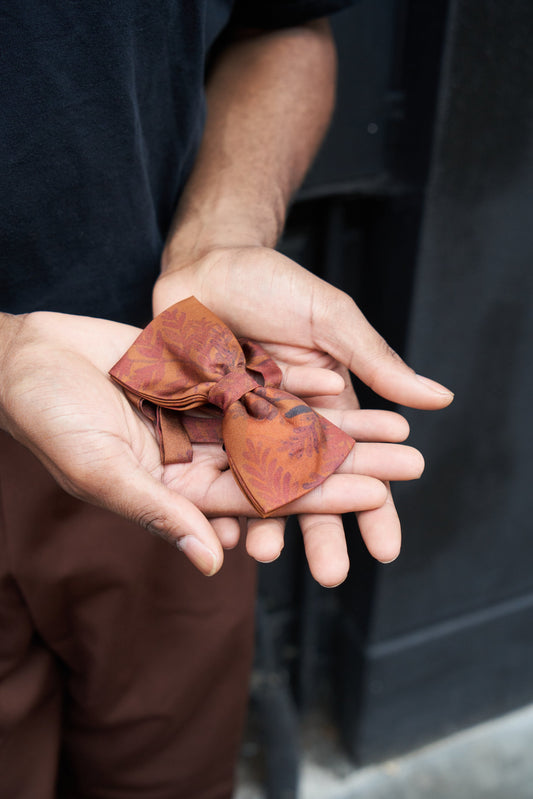 Rust Silk Bow Tie in 'Ember' Floral Print