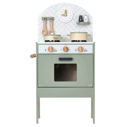 Classic Wooden Toy Kitchen with 6 Utensils - Mint