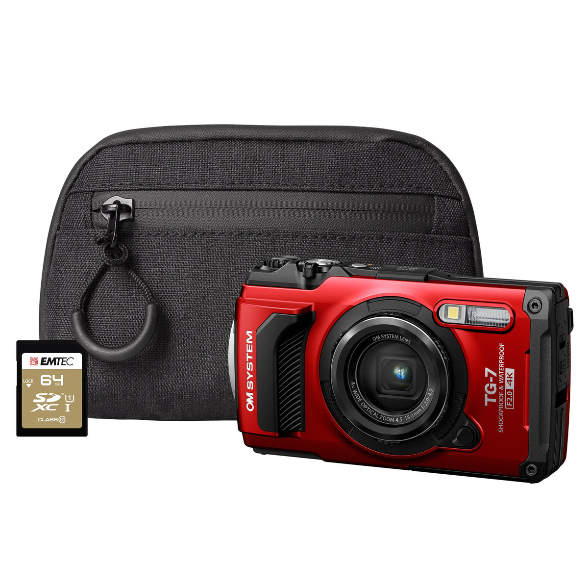 Om System Tg-7 12Mp 4x Zoom Tough Compact Camera - Red & Black – view 8
