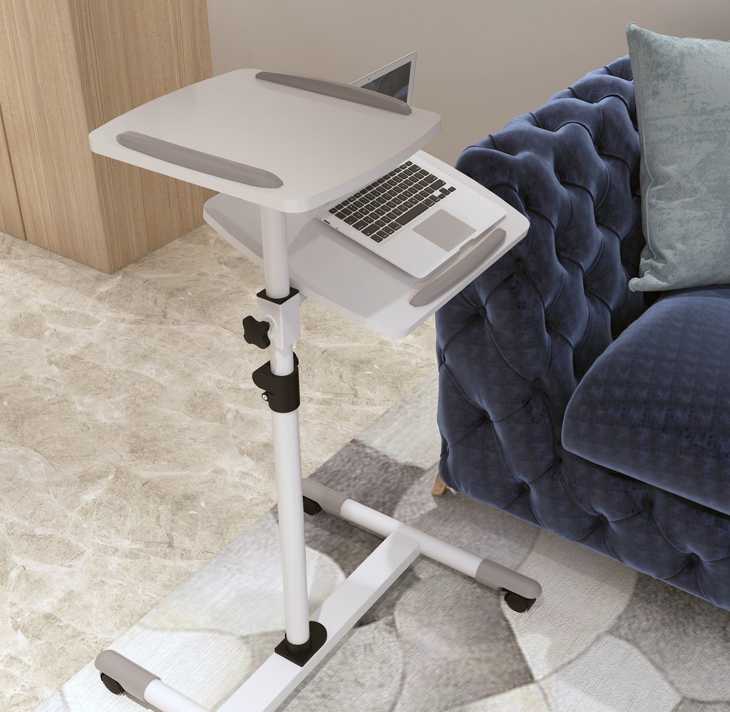 ProperAV Mobile Desk Workstation & Projector Stand - White