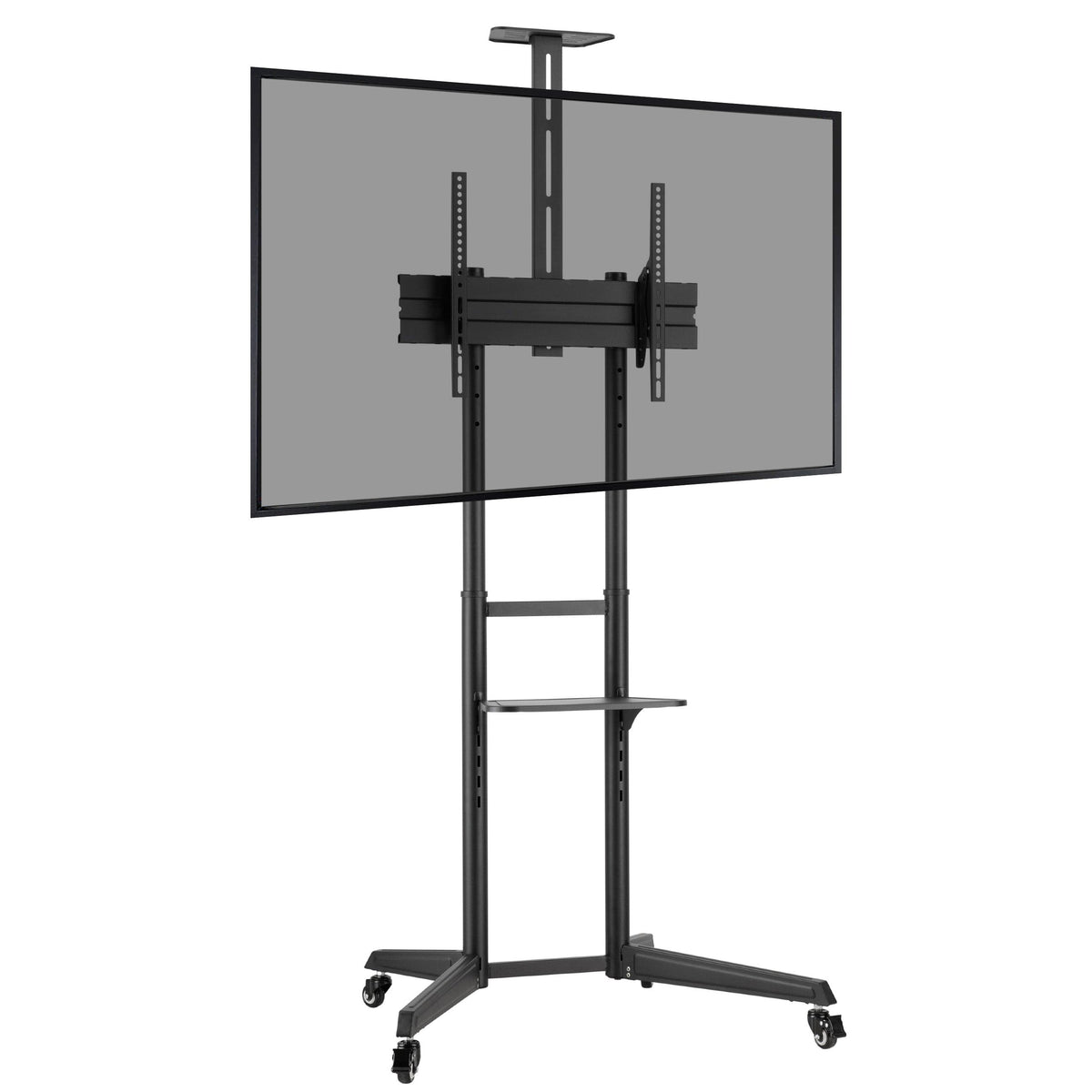 ProperAV Mobile TV Trolley Stand on Wheels for 37" - 70" Screens (50kg Capacity / Vesa Max. 400x600)