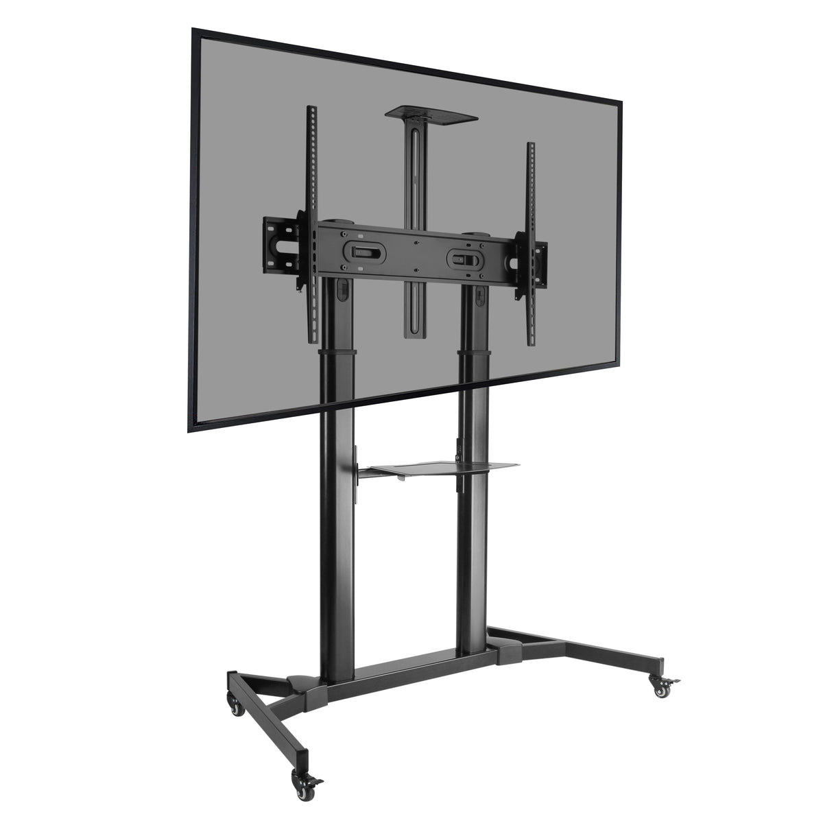 ProperAV Mobile TV Trolley Stand on Wheels for 60" - 100" Screens (100kg Capacity / Vesa Max. 600x1000)