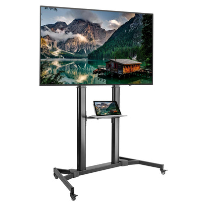 ProperAV Mobile TV Trolley Stand on Wheels for 60" - 100" Screens (100kg Capacity / Vesa Max. 600x1000) – view 2