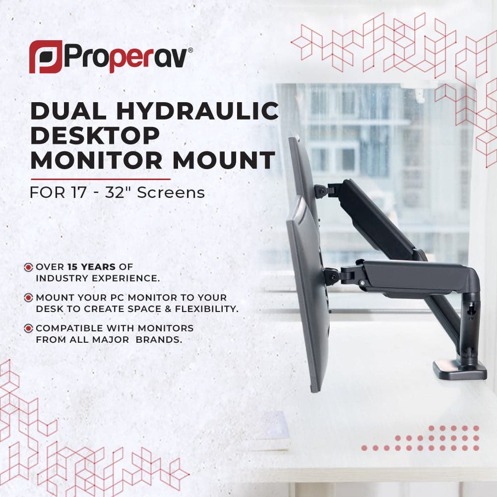 ProperAV Desk Monitor Mount 17" - 32" Dual Articulated Swing Arm Vesa Max 100x100 – view 5