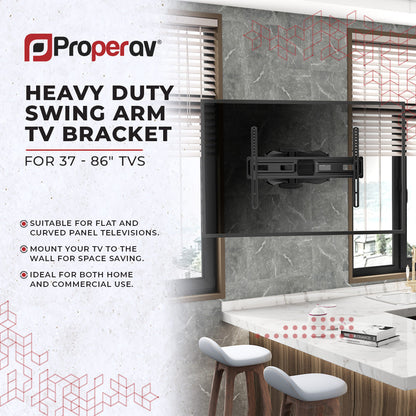 ProperAV TV Wall Bracket (37" - 86" / 45kg Capacity / Vesa Max. 600x400) - Black – view 4