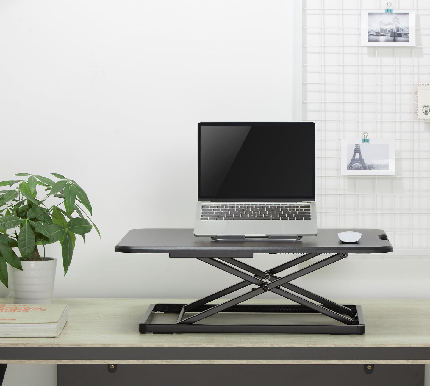 ProperAV LITE Stand Up Desk Converter with Variable Height Settings - Black
