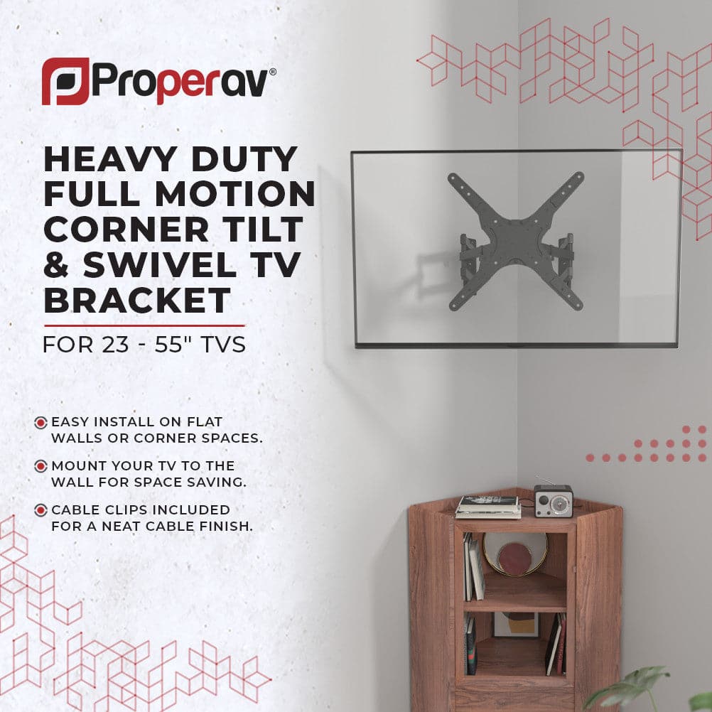 ProperAV Corner TV Wall Bracket (23" - 55" / 45kg Capacity / Vesa Max. 400x400) - Black – view 4