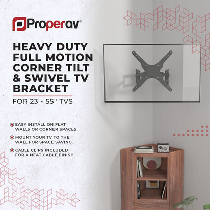 ProperAV Corner TV Wall Bracket (23" - 55" / 45kg Capacity / Vesa Max. 400x400) - Black – view 4