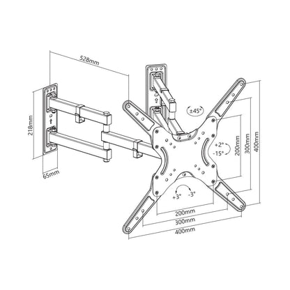 ProperAV Corner TV Wall Bracket (23" - 55" / 45kg Capacity / Vesa Max. 400x400) - Black – view 6