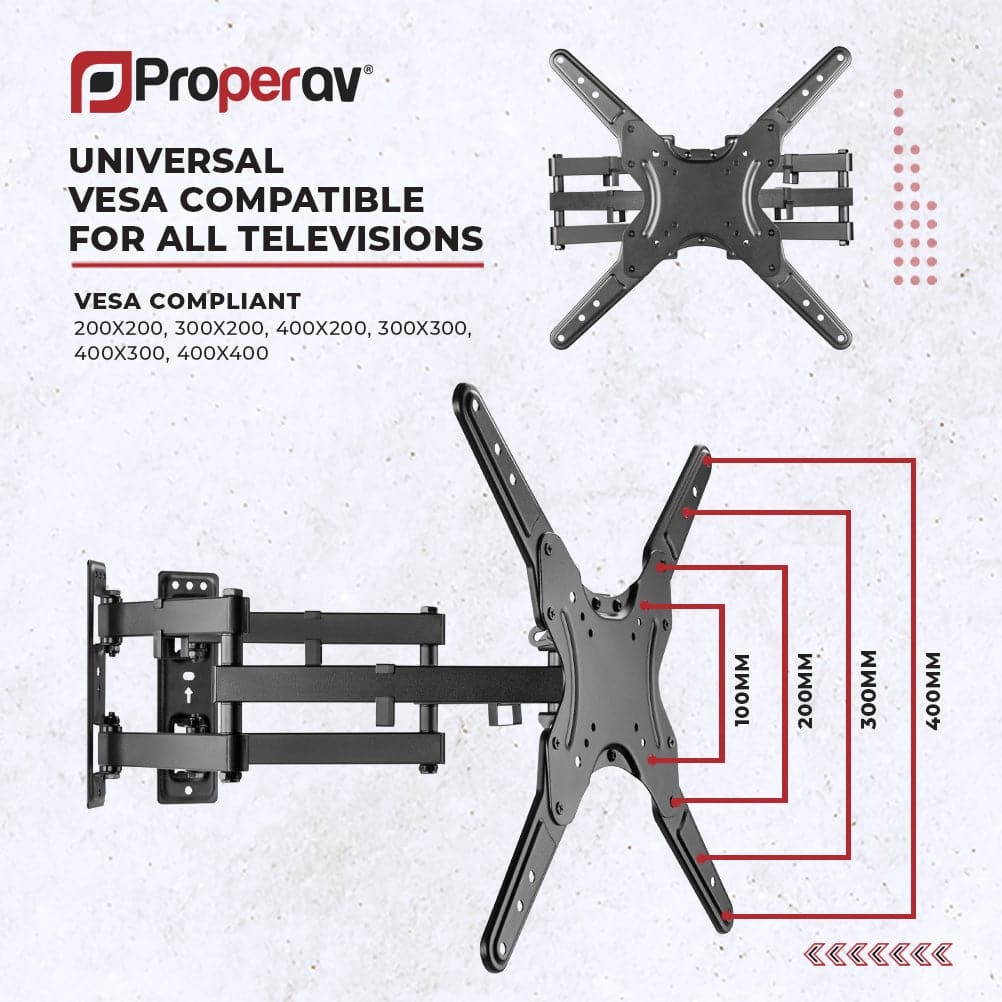 ProperAV Corner TV Wall Bracket (23" - 55" / 45kg Capacity / Vesa Max. 400x400) - Black – view 5