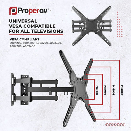 ProperAV Corner TV Wall Bracket (23" - 55" / 45kg Capacity / Vesa Max. 400x400) - Black – view 5