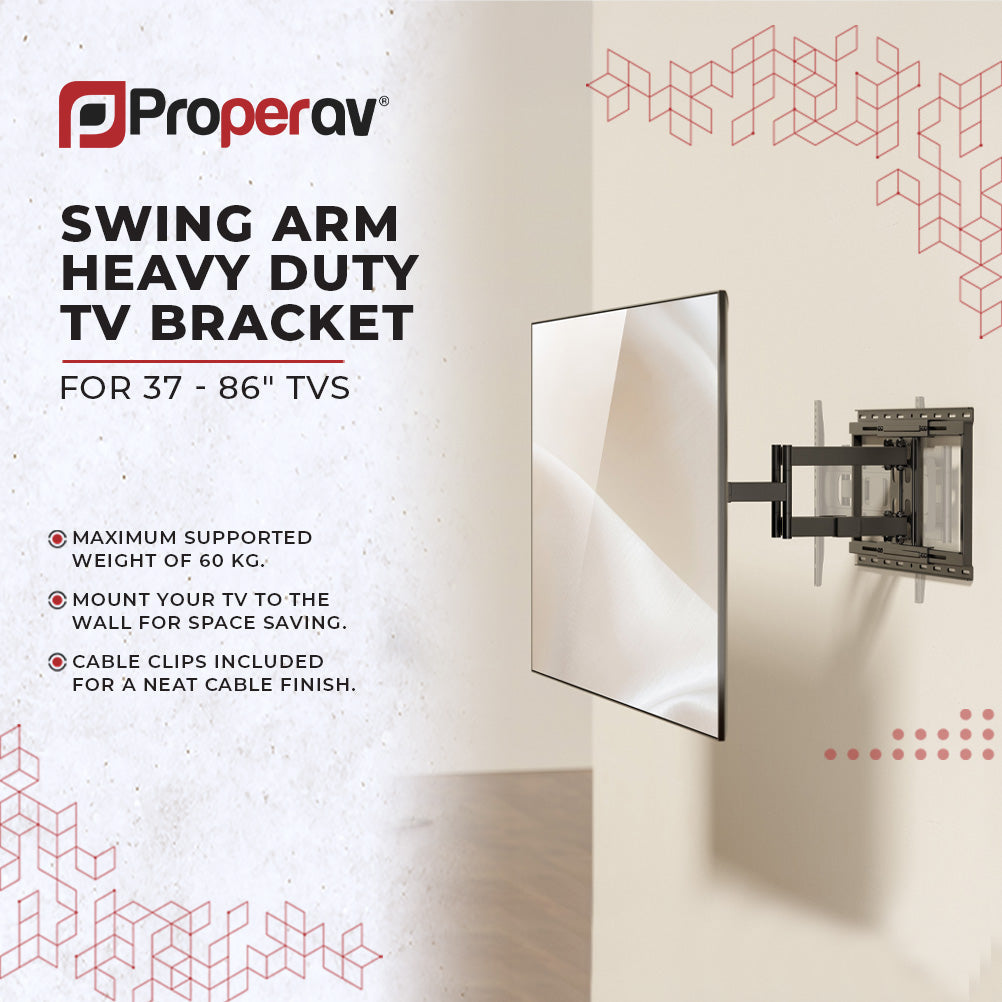 ProperAV TV Wall Bracket (37" - 86" / 60kg Capacity / Vesa Max. 600x400) - Black – view 4