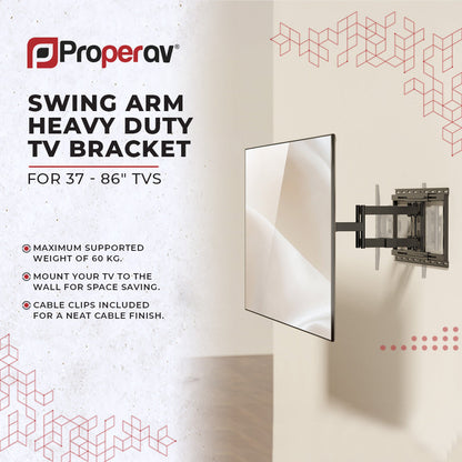 ProperAV TV Wall Bracket (37" - 86" / 60kg Capacity / Vesa Max. 600x400) - Black – view 4