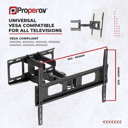 ProperAV TV Wall Bracket (37" - 86" / 60kg Capacity / Vesa Max. 600x400) - Black – view 5
