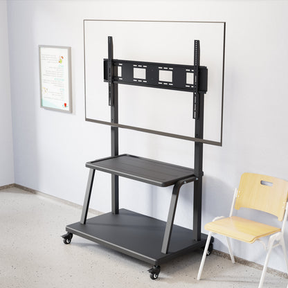 ProperAV Mobile TV Trolley Stand on Wheels for 37" - 100" Screens (150kg Capacity / Vesa Max. 800x600) – view 2