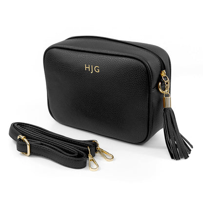 Personalised Luxury Crossbody Bag in Black – view 3