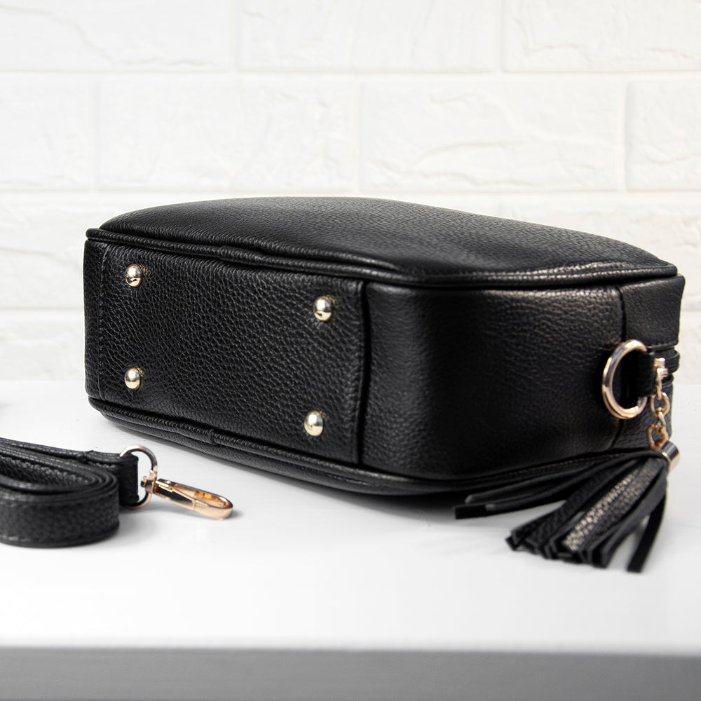 Personalised Luxury Crossbody Bag in Black