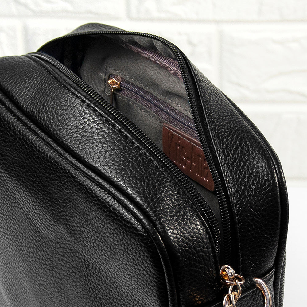 Personalised Luxury Crossbody Bag in Black – view 6