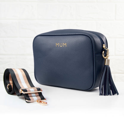 Personalised Luxury Crossbody Bag in Navy – view 3
