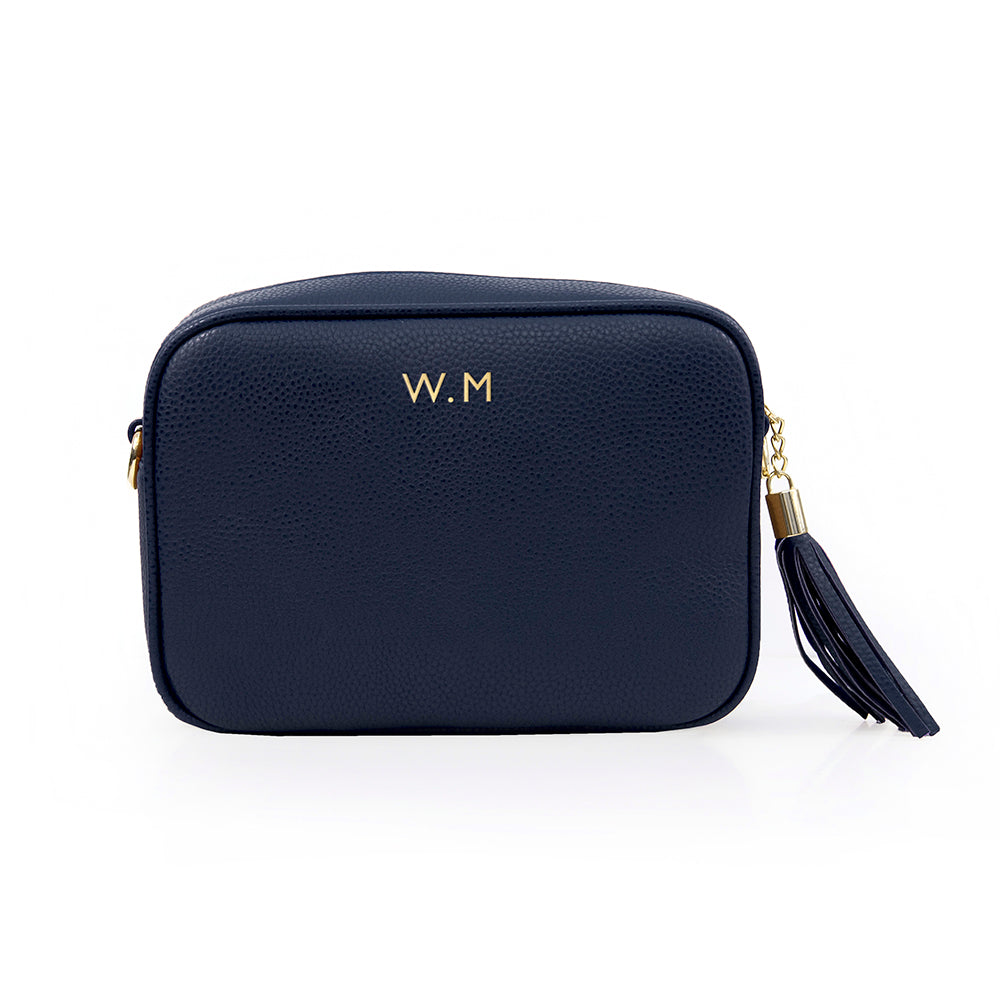 Personalised Luxury Crossbody Bag in Navy – view 9