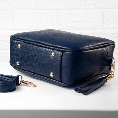 Personalised Luxury Crossbody Bag in Navy – view 6