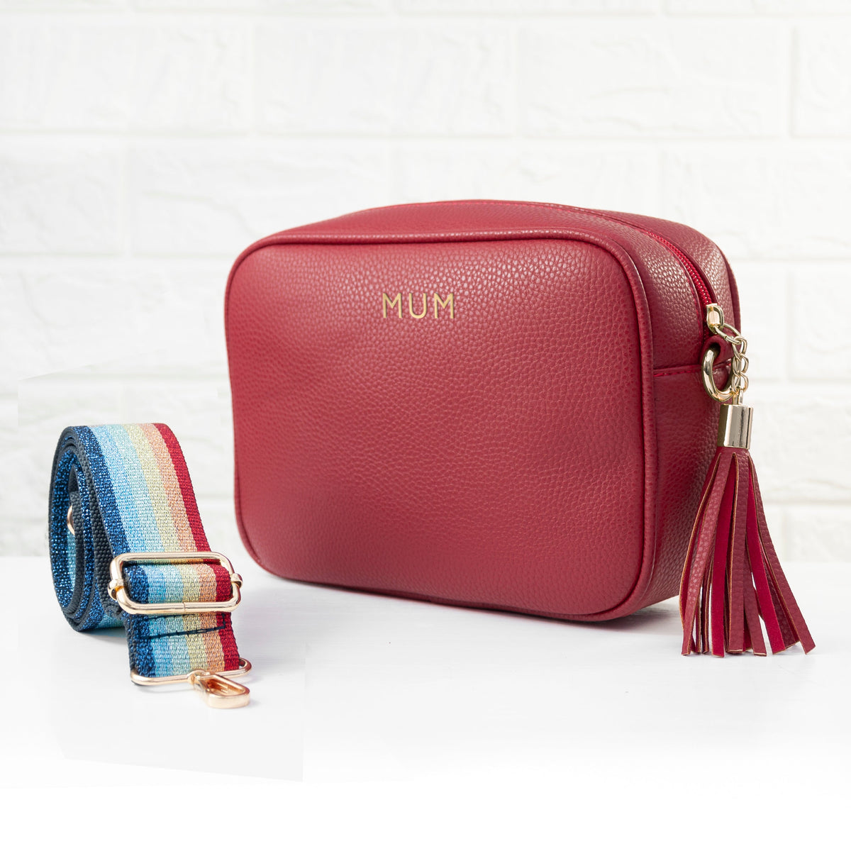 Personalised Luxury Crossbody Bag in Red – view 5