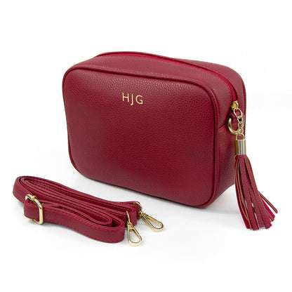 Personalised Luxury Crossbody Bag in Red – view 4