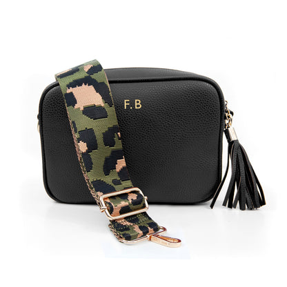Personalised Luxury Crossbody Bag in Black – view 7