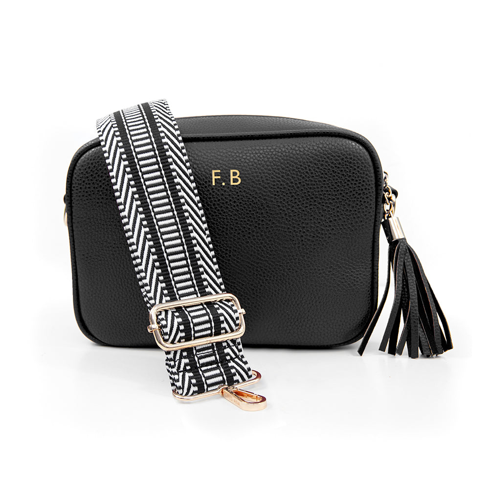 Personalised Luxury Crossbody Bag in Black