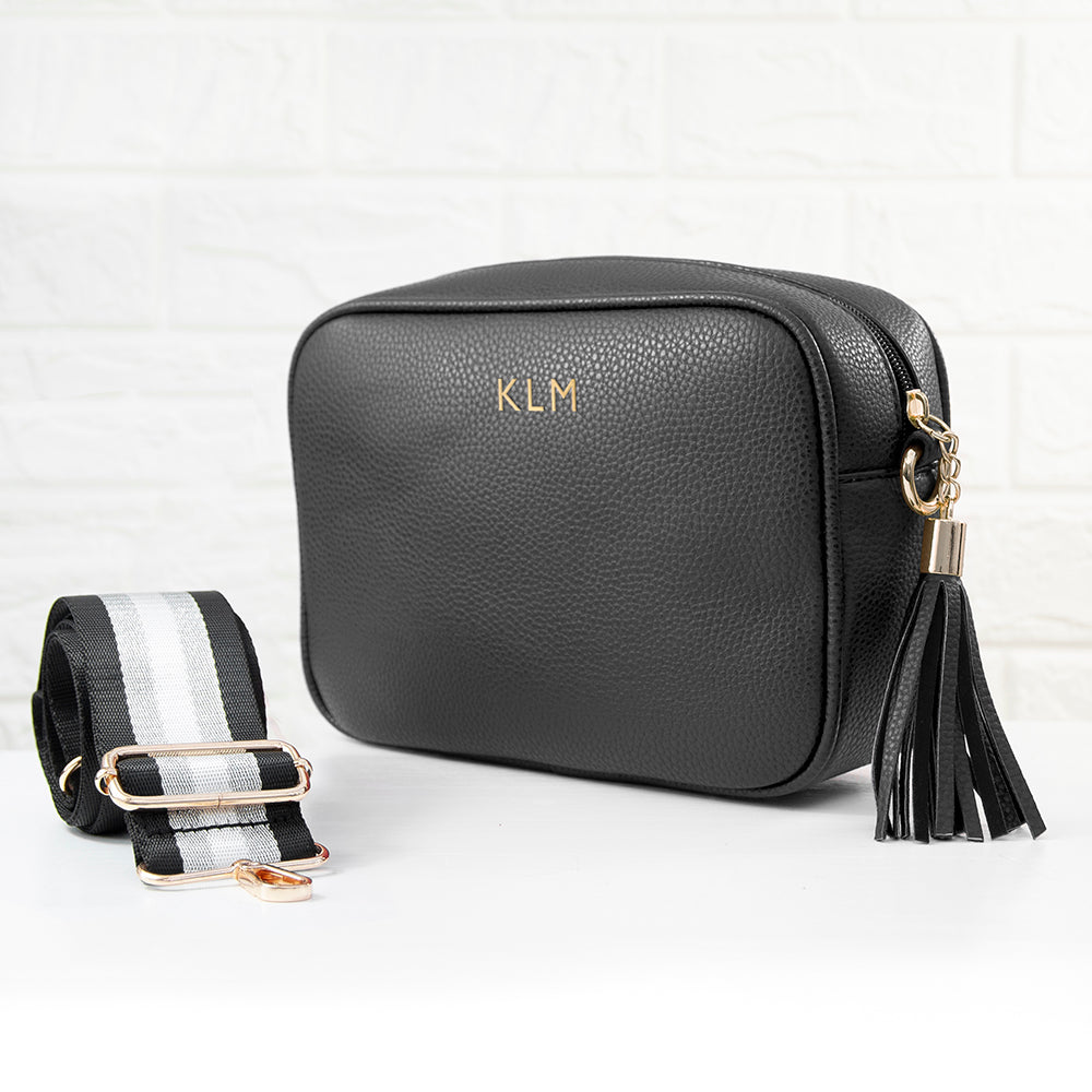 Personalised Luxury Crossbody Bag in Black