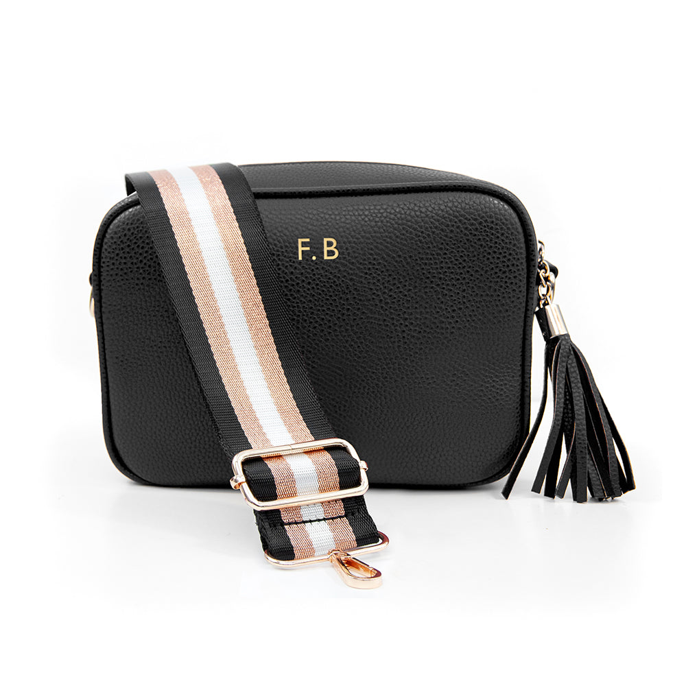 Personalised Luxury Crossbody Bag in Black – view 2