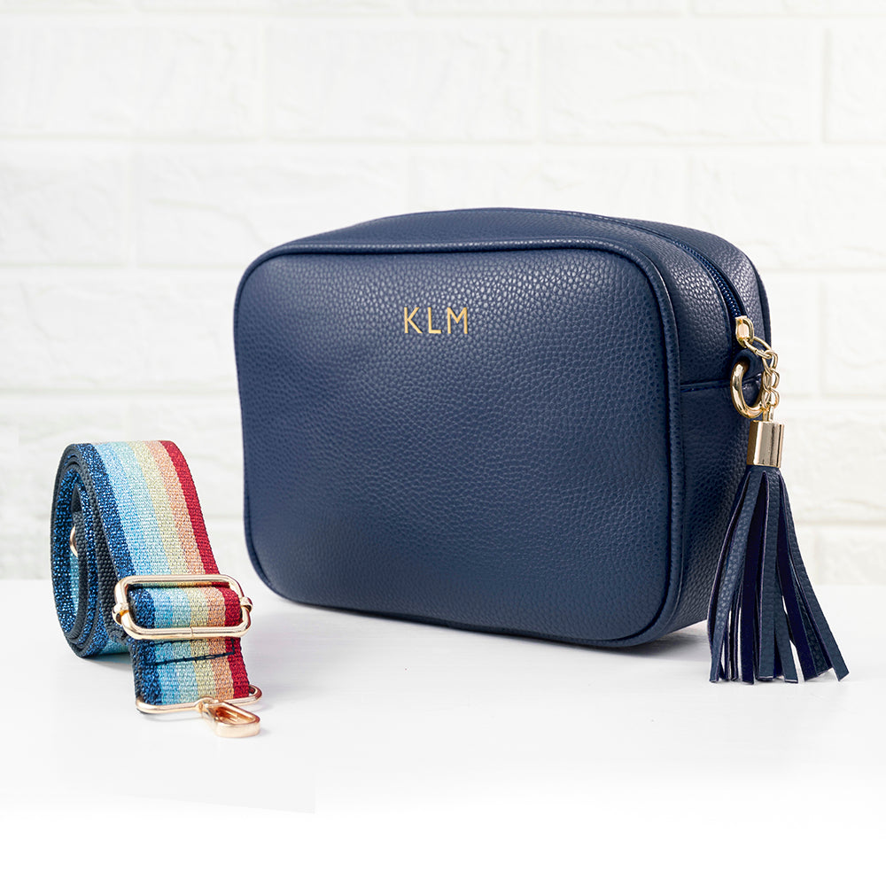 Personalised Luxury Crossbody Bag in Navy – view 15