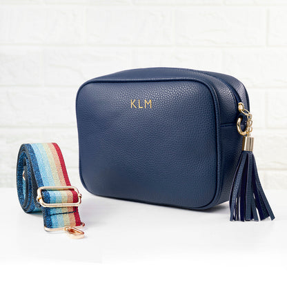 Personalised Luxury Crossbody Bag in Navy – view 15