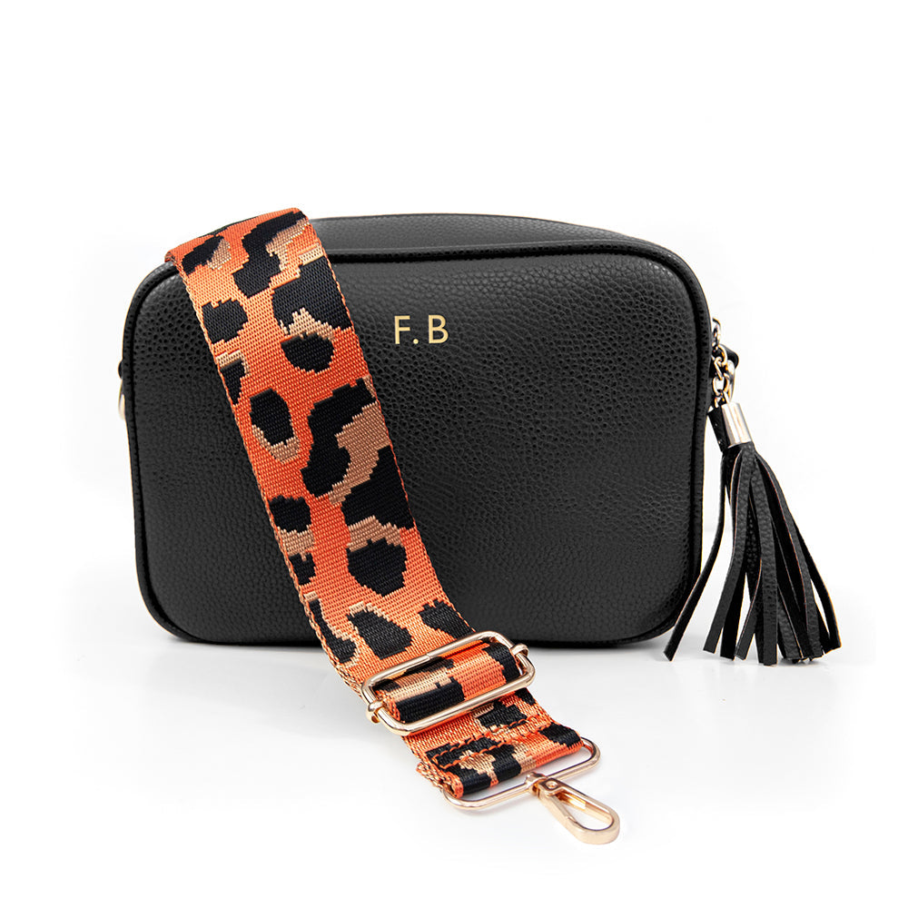 Personalised Luxury Crossbody Bag in Black
