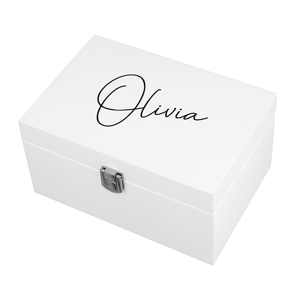 Personalised Contemporary White Mirrored Jewellery Box
