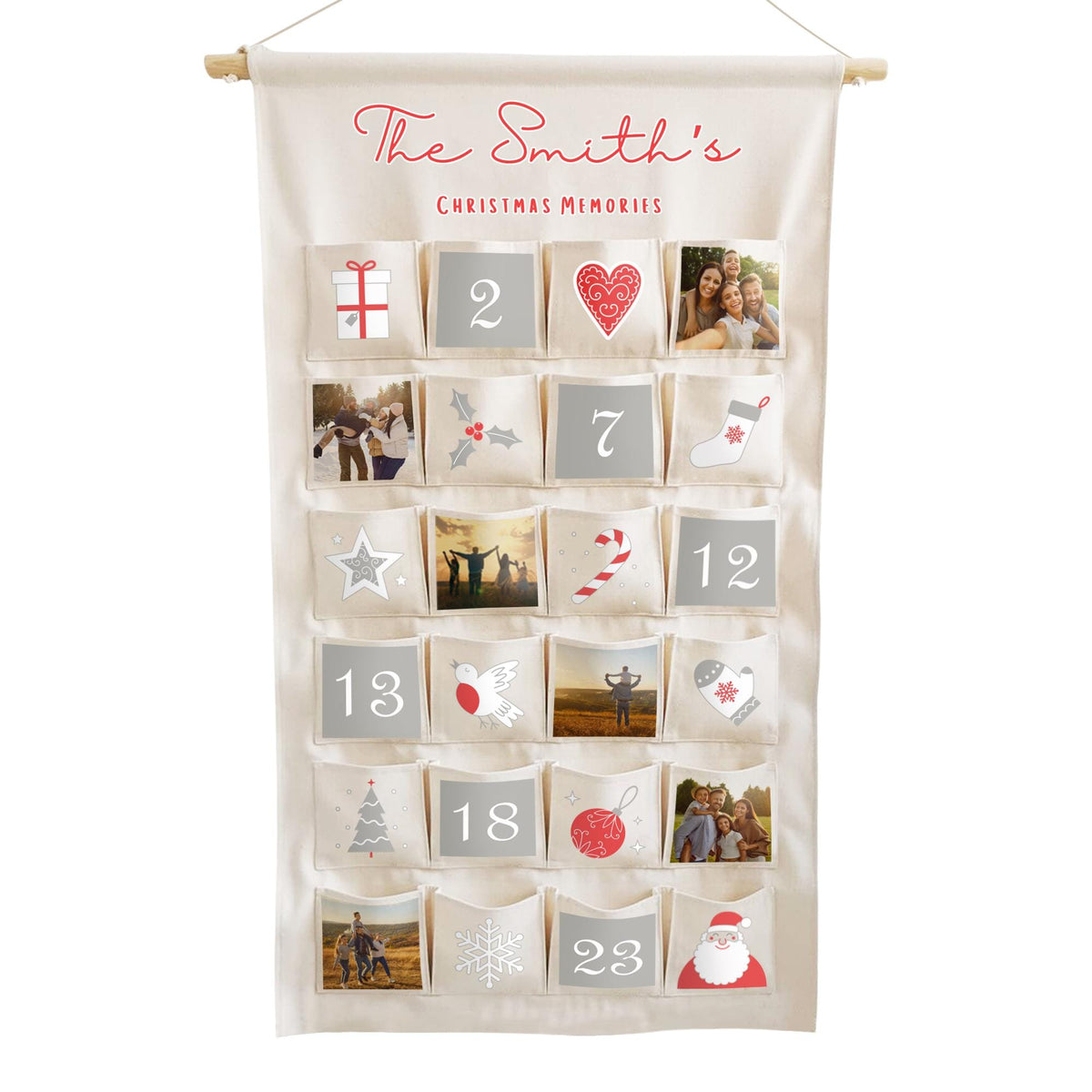 Personalised family advent calendar with family photos